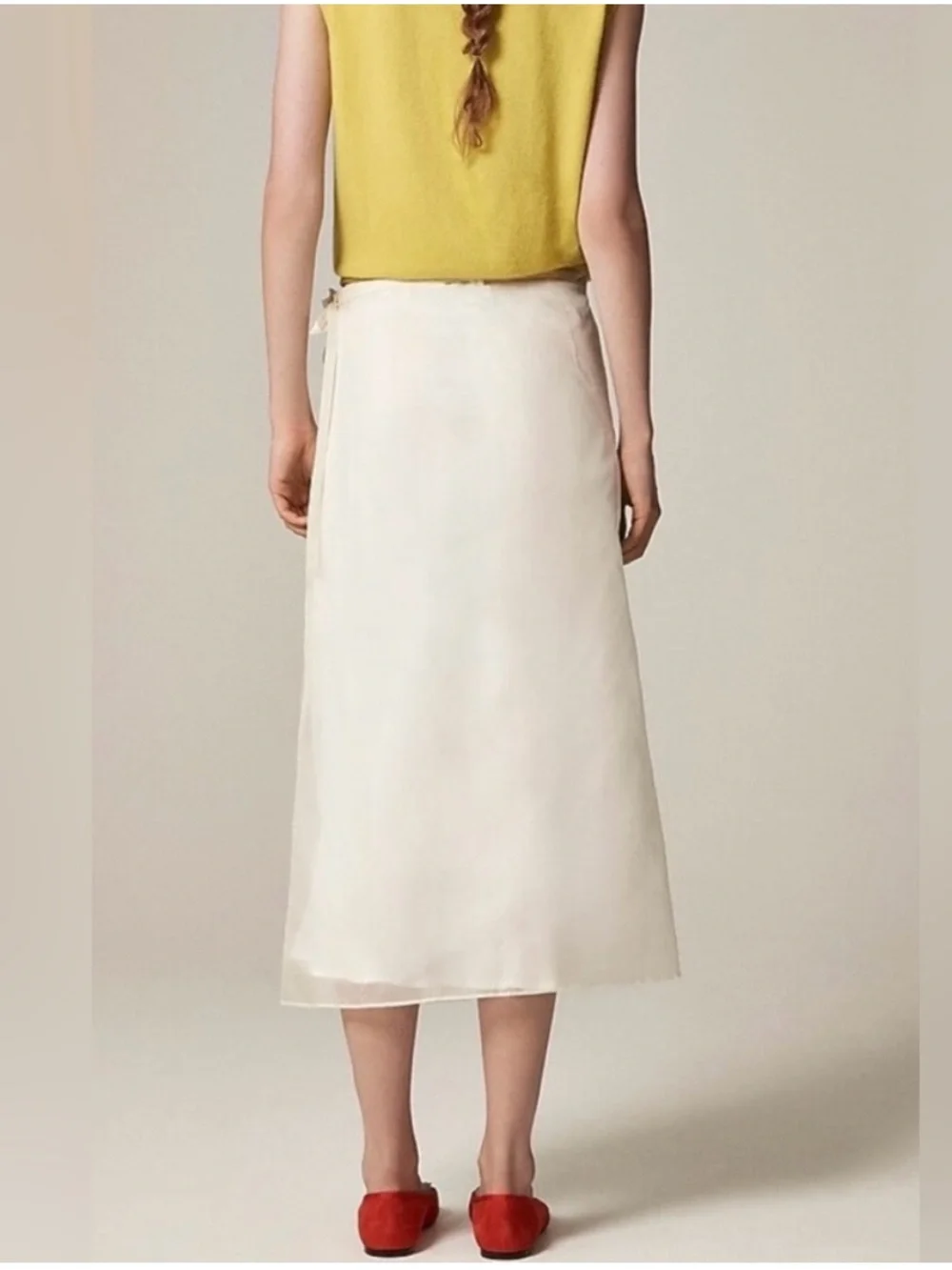 NEW J. Crew Collection wrap skirt in silk organza Ivory Lace CM738 XS $178